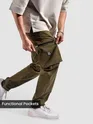 Brown Slant Zipper Pocket Cargo Pants