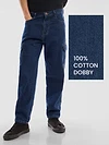 Dark Blue Denim Cargo Pants For Men