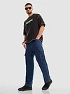 Dark Blue Denim Cargo Pants For Men