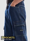 Dark Blue Denim Cargo Pants For Men