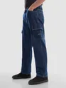 Dark Blue Denim Cargo Pants For Men
