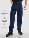 Dark Blue Denim Cargo Pants For Men