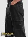 Dark Grey Denim Cargo Pants For Men
