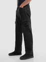 Dark Grey Denim Cargo Pants For Men