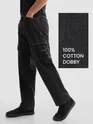 Dark Grey Denim Cargo Pants For Men