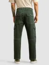 Dark Olive Contrast Stitched Cargo Pants