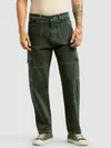Dark Olive Contrast Stitched Cargo Pants
