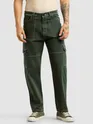 Dark Olive Contrast Stitched Cargo Pants
