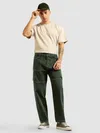 Dark Olive Contrast Stitched Cargo Pants