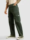 Dark Olive Contrast Stitched Cargo Pants
