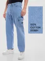 Light Blue Denim Cargo Pants For Men