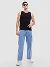 Light Blue Denim Cargo Pants For Men