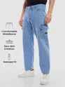 Light Blue Denim Cargo Pants For Men