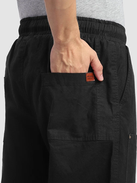 Black Rivet Detailed Cargo Pants
