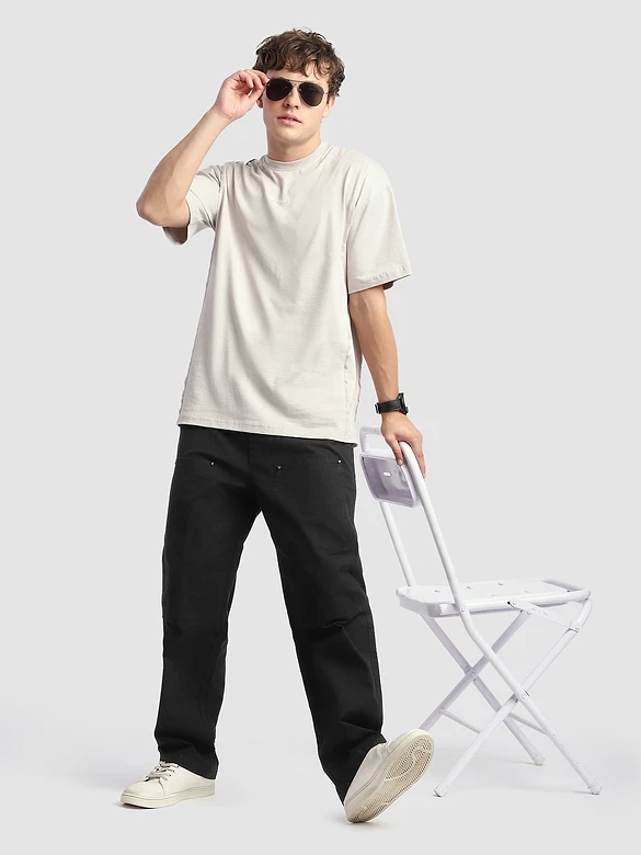 Black Rivet Detailed Cargo Pants