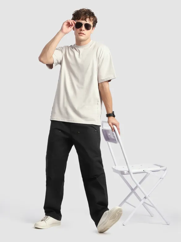 Black Rivet Detailed Cargo Pants