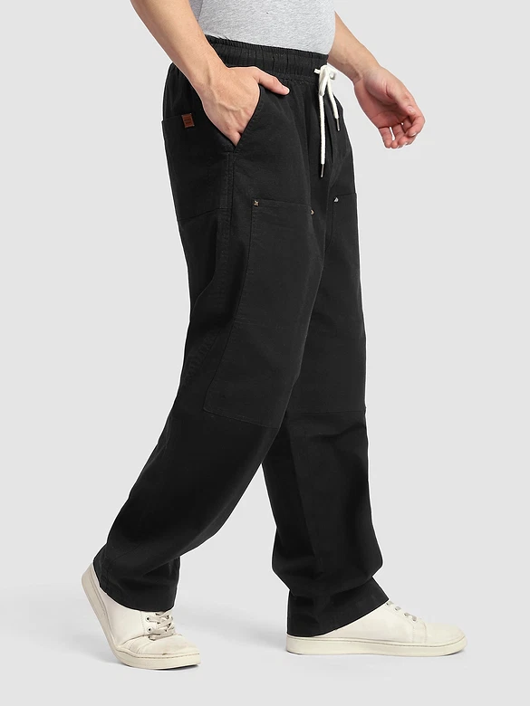 Black Rivet Detailed Cargo Pants