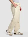 Cream Rivet Detailed Cargo Pants