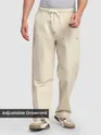 Cream Rivet Detailed Cargo Pants