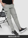 Light Grey Slant Zipper Pocket Cargo Pants