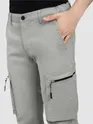 Light Grey Slant Zipper Pocket Cargo Pants