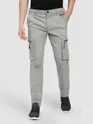Light Grey Slant Zipper Pocket Cargo Pants