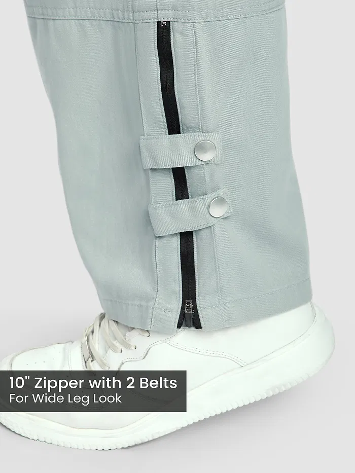 Mist Grey Zippered Cargo Pants
