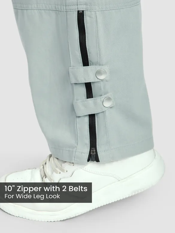 Mist Grey Zippered Cargo Pants
