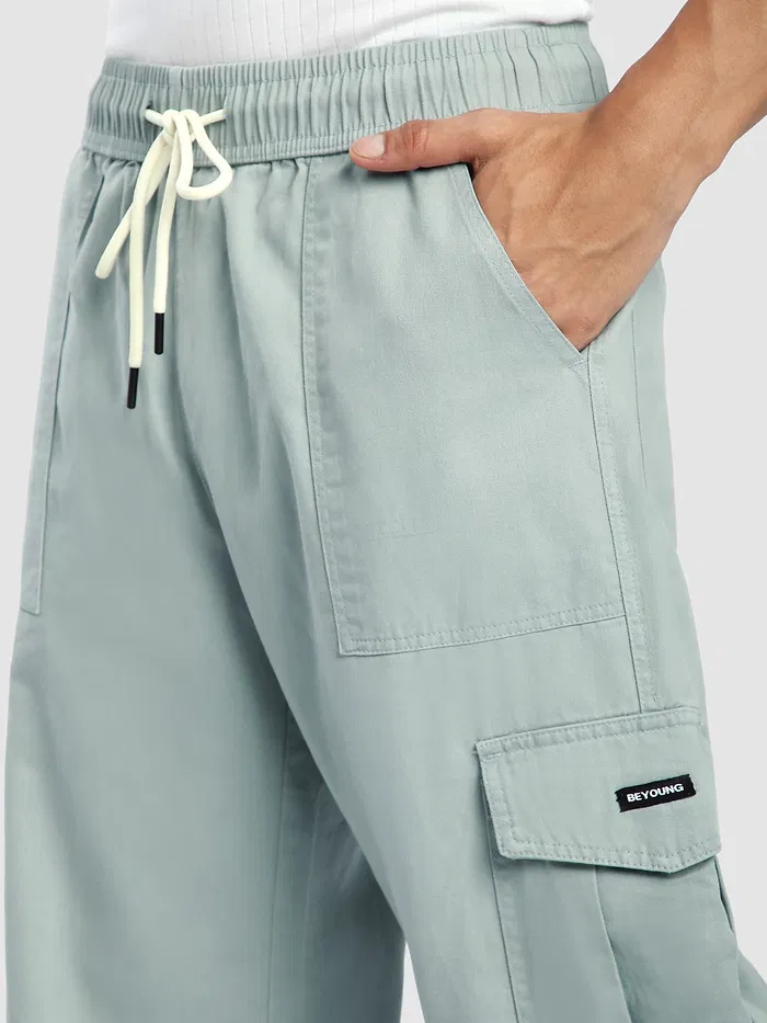 Mist Grey Zippered Cargo Pants