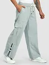 Mist Grey Zippered Cargo Pants