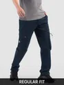 Navy Slant Zipper Pocket Cargo Pants