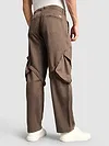 Brown Leather Drill Belted Cargo Pants