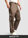 Brown Leather Drill Belted Cargo Pants