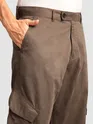 Brown Leather Drill Belted Cargo Pants