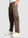 Brown Leather Drill Belted Cargo Pants
