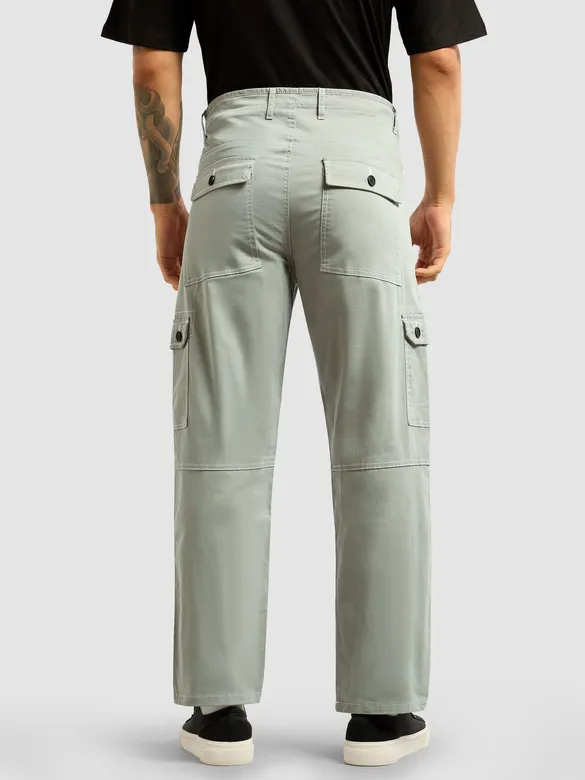 Light Grey Contrast Stitched Cargo Pants