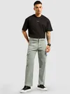 Light Grey Contrast Stitched Cargo Pants