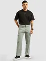 Light Grey Contrast Stitched Cargo Pants