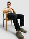 Navy Blue Contrast Stitched Cargo Pants