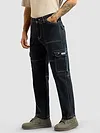 Navy Blue Contrast Stitched Cargo Pants