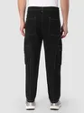 Black Cut And Sew Contrast Stitch Cargo Pants