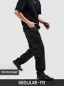 Black Cut And Sew Contrast Stitch Cargo Pants