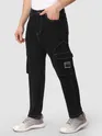 Black Cut And Sew Contrast Stitch Cargo Pants