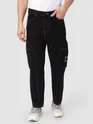Black Cut And Sew Contrast Stitch Cargo Pants