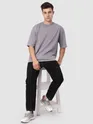 Black Cut And Sew Contrast Stitch Cargo Pants