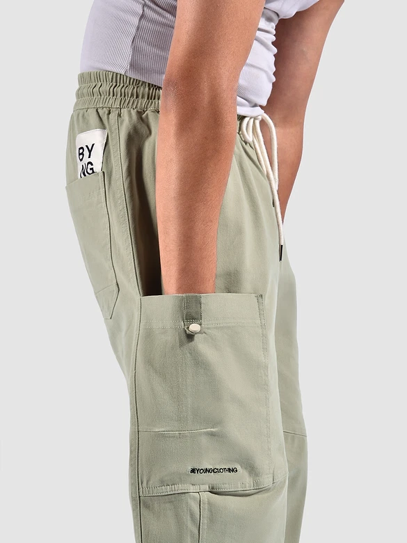 Grey Elasticated Cargo Pants