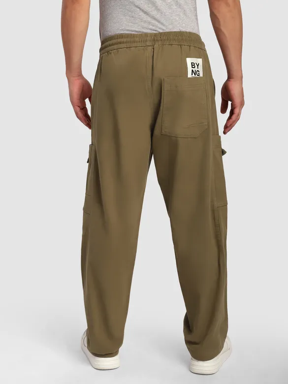 Sand Brown Elasticated Cargo Pants