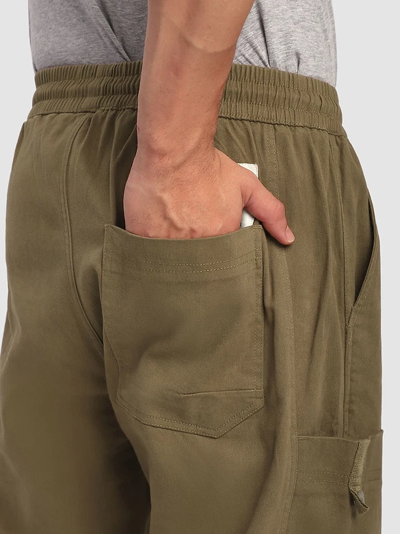 Sand Brown Elasticated Cargo Pants