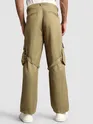 Khaki Leather Drill Belted Cargo Pants