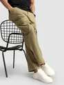 Khaki Leather Drill Belted Cargo Pants